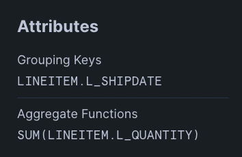 Aggregate attribute in a Snowflake query plan.