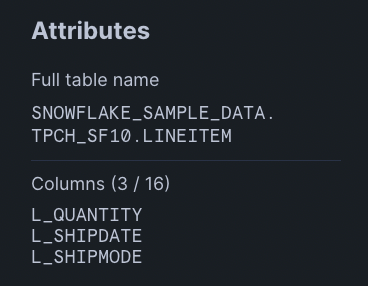 TableScan attribute in a Snowflake query plan.